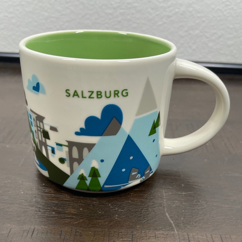 Starbucks You Are Here Salzburg Austria Coffee Mug 14 oz Green Interior 2023